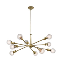 Load image into Gallery viewer, Armstrong Chandelier in 10-Light/Natural Brass.
