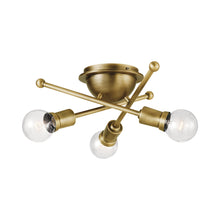 Load image into Gallery viewer, Armstrong Flush Mount Ceiling Light in Natural Brass.

