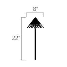 Load image into Gallery viewer, Cast Hammered Roof LED Path Light - line drawing.
