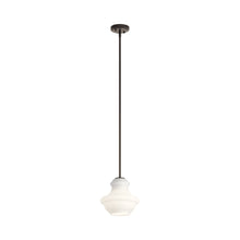 Load image into Gallery viewer, Everly Mini Pendant Light in Olde Bronze/Satin Etched Cased Opal Glass.
