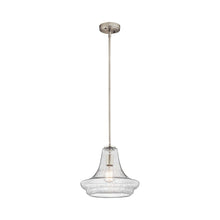 Load image into Gallery viewer, Everly Trumpet Pendant Light in Trumpet/Brushed Nickel/Clear Seeded Glass (Small).

