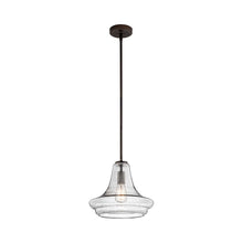 Load image into Gallery viewer, Everly Trumpet Pendant Light in Trumpet/Olde Bronze/Clear Seeded Glass (Small).

