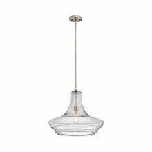 Load image into Gallery viewer, Everly Trumpet Pendant Light in Trumpet/Brushed Nickel/Clear Seeded Glass (Large).
