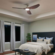 Load image into Gallery viewer, Imari LED Ceiling Fan in bedroom.
