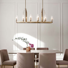Load image into Gallery viewer, Kimrose Linear Pendant Light in dining room.
