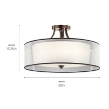 Load image into Gallery viewer, Lacey Semi Flush Mount Ceiling Light - line drawing.
