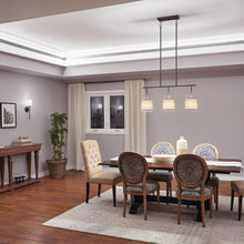 Load image into Gallery viewer, Marika Linear Pendant Light in dining room.
