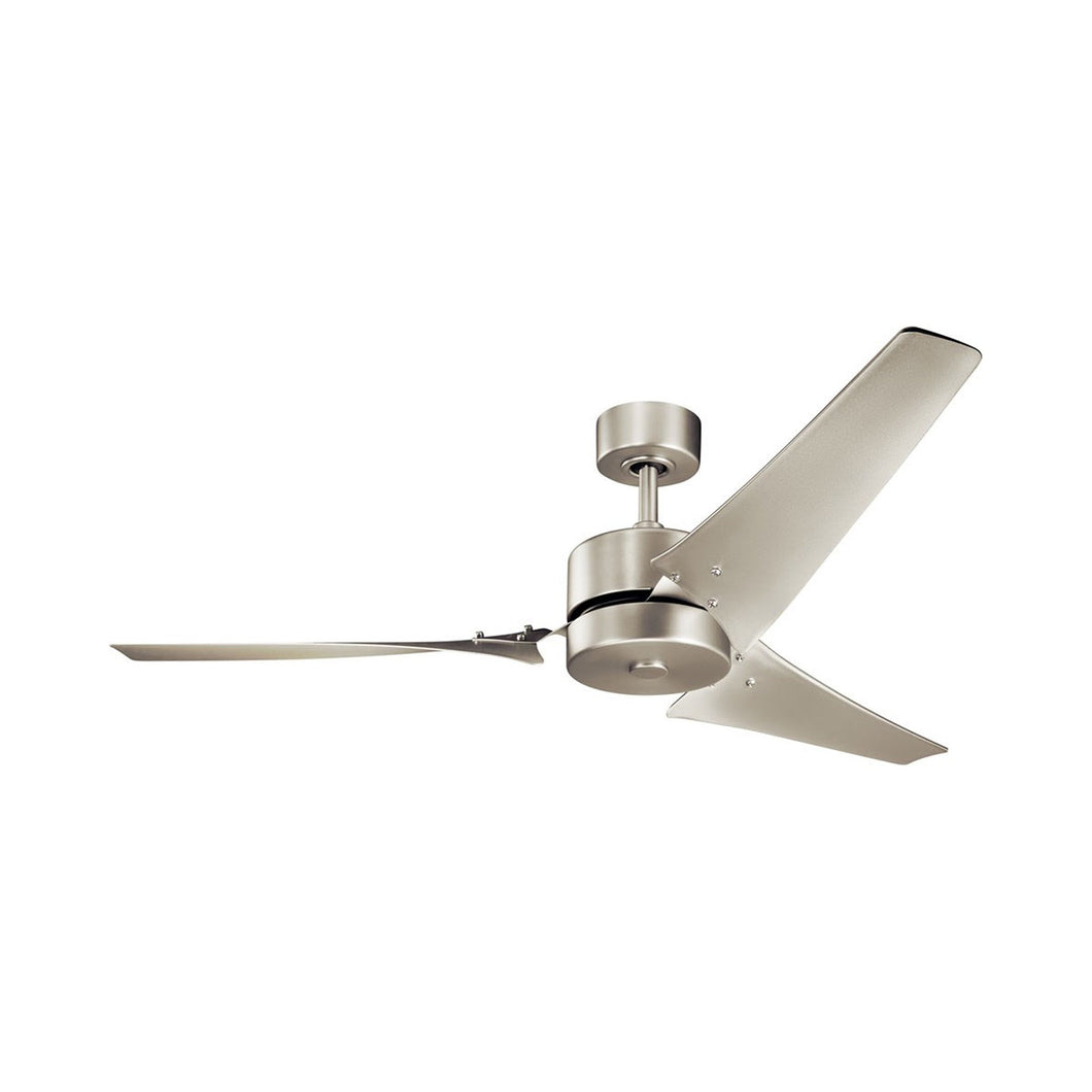 Motu Ceiling Fan in Brushed Nickel.