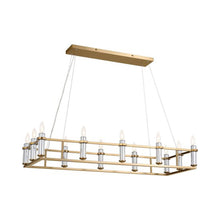 Load image into Gallery viewer, Rosalind Linear Pendant Light in Brushed Natural Brass.
