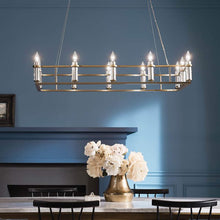 Load image into Gallery viewer, Rosalind Linear Pendant Light in living room.
