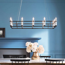 Load image into Gallery viewer, Rosalind Linear Pendant Light in living room.
