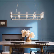 Load image into Gallery viewer, Rosalind Linear Pendant Light in living room.
