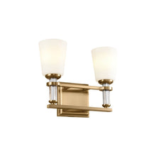 Load image into Gallery viewer, Rosalind Vanity Wall Light in Brushed Natural Brass (2-Light).
