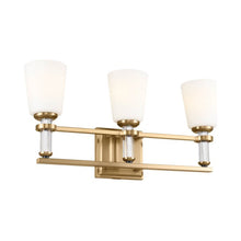 Load image into Gallery viewer, Rosalind Vanity Wall Light in Brushed Natural Brass (3-Light).
