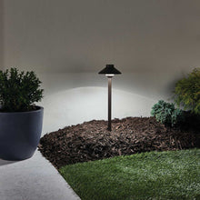 Load image into Gallery viewer, Stepped Dome LED Path Light in Outdoor Area.
