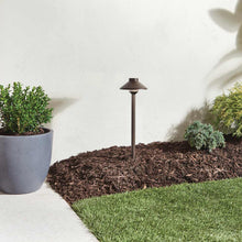 Load image into Gallery viewer, Stepped Dome LED Path Light in Outdoor Area.
