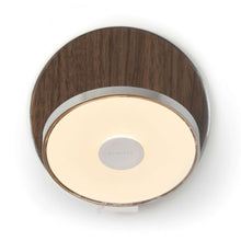 Load image into Gallery viewer, Gravy Hardwire LED Wall Light in Chrome and Oiled Walnut.
