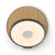 Load image into Gallery viewer, Gravy Hardwire LED Wall Light in Metallic Black and White Oak.

