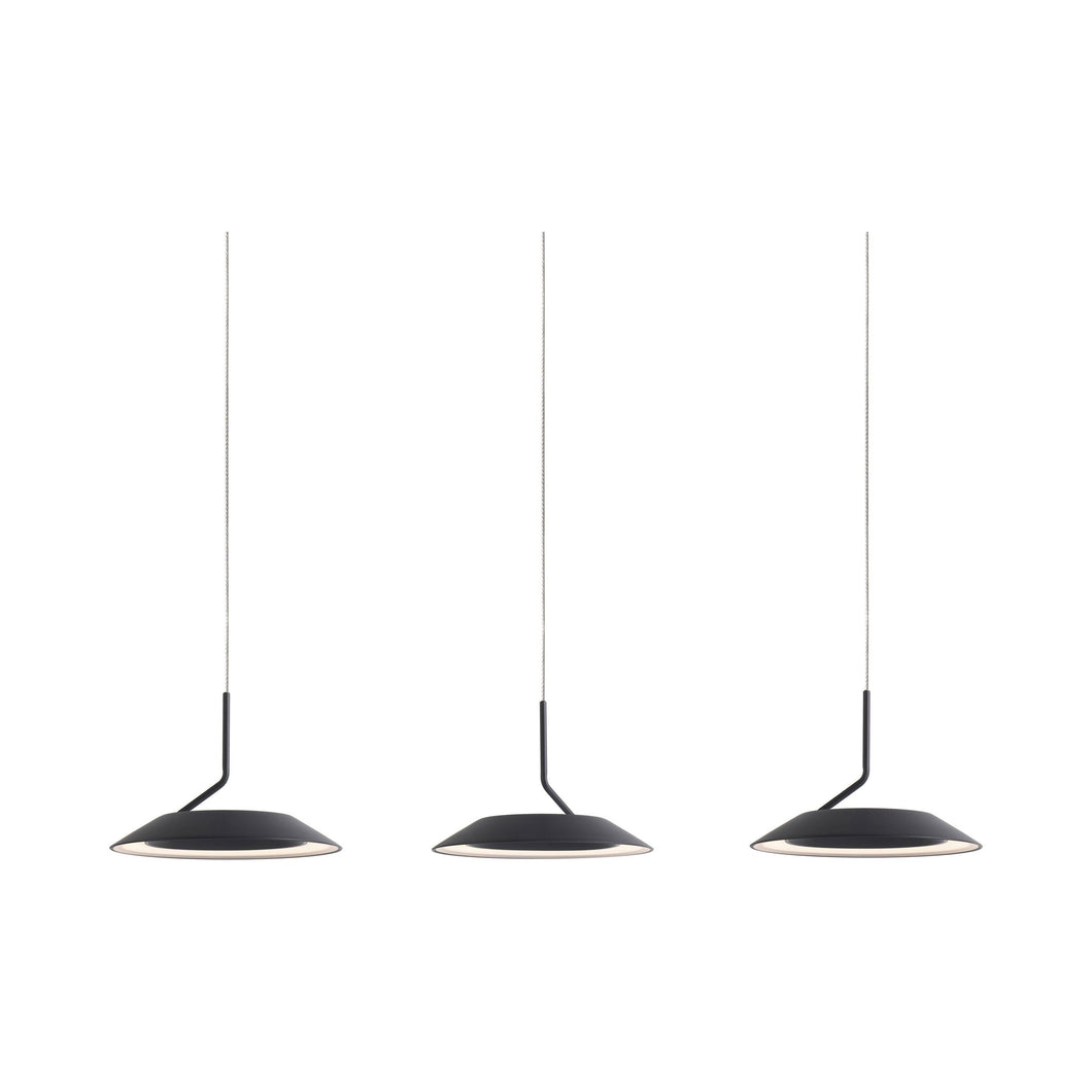 Royyo LED Linear Pendant Light in 3-Light/Matte Black.