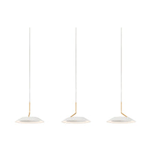 Load image into Gallery viewer, Royyo LED Linear Pendant Light in 3-Light/Matte White with Gold accent.
