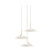 Load image into Gallery viewer, Royyo LED Multi Light Pendant Light in 3-Light/Matte White with Gold accent.
