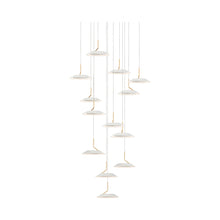 Load image into Gallery viewer, Royyo LED Multi Light Pendant Light in 13-Light/Matte White with Gold accent.
