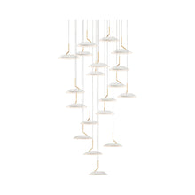 Load image into Gallery viewer, Royyo LED Multi Light Pendant Light in 19-Light/Matte White with Gold accent.
