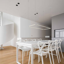 Load image into Gallery viewer, Z-Bar Rectangular LED Pendant Light in dining room.
