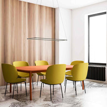 Load image into Gallery viewer, Z-Bar Rectangular LED Pendant Light in dining room.
