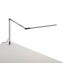 Load image into Gallery viewer, Z-Bar Slim LED Desk Lamp in Silver/Through-Table Mount.
