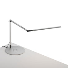 Load image into Gallery viewer, Z-Bar Slim LED Desk Lamp in Silver/Wireless Charging Qi Base.

