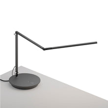 Load image into Gallery viewer, Z-Bar Slim LED Desk Lamp in Metallic Black/Power Base.
