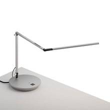 Load image into Gallery viewer, Z-Bar Slim LED Desk Lamp in Silver/Power Base.
