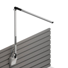 Load image into Gallery viewer, Z-Bar Solo LED Desk Lamp in Silver/Slatwall Mount.
