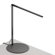 Load image into Gallery viewer, Z-Bar Solo LED Desk Lamp in Metallic Black/Wireless Charging Qi Base.
