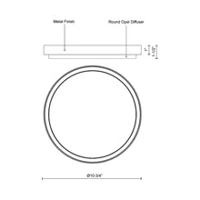 Load image into Gallery viewer, Bailey LED Flush Mount Ceiling Light - line drawing.
