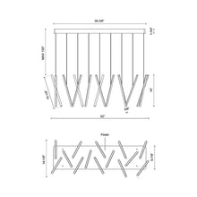 Load image into Gallery viewer, Chute LED Linear Multi Light Pendant Light - line drawing.
