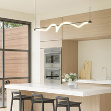 Load image into Gallery viewer, Cursive LED Linear Pendant Light in dining room.
