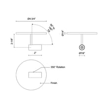 Load image into Gallery viewer, Downey LED Semi Flush Ceiling Light - line drawing.
