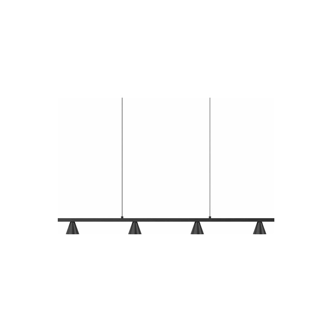 Dune LED Linear Pendant Light in 4-Cone/Black.