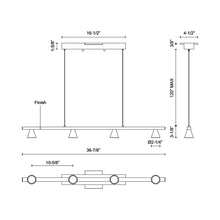 Load image into Gallery viewer, Dune LED Linear Pendant Light - line drawing.
