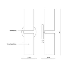 Load image into Gallery viewer, Milano Double LED Wall Light - line drawing.
