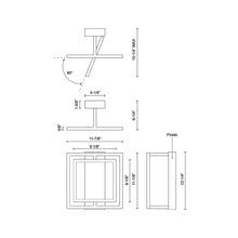Load image into Gallery viewer, Mondrian LED Semi Flush Mount Ceiling Light - line drawing.

