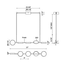 Load image into Gallery viewer, Novel LED Linear Pendant Light - line drawing.
