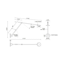 Load image into Gallery viewer, Rotaire LED Adjustable Wall Light - line drawing.
