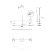 Load image into Gallery viewer, Rotaire LED Chandelier - line drawing.
