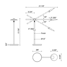 Load image into Gallery viewer, Rotaire LED Table Lamp - line drawing.
