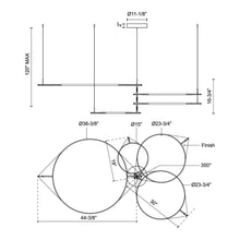 Load image into Gallery viewer, Serif LED Multi Light Pendant Light - line drawing.
