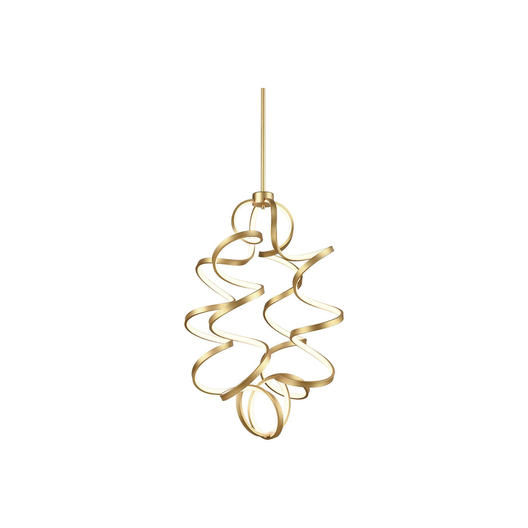 Synergy Vertical LED Pendant Light in Small/Antique Brass.