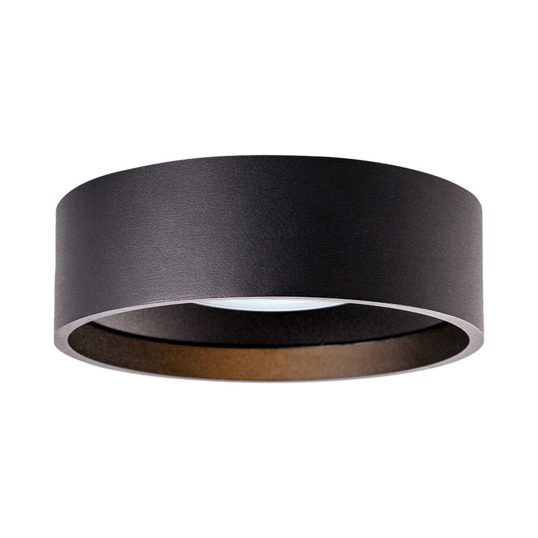 Trenton Outdoor LED Flush Mount Ceiling Light in Frosted Glass/Black.